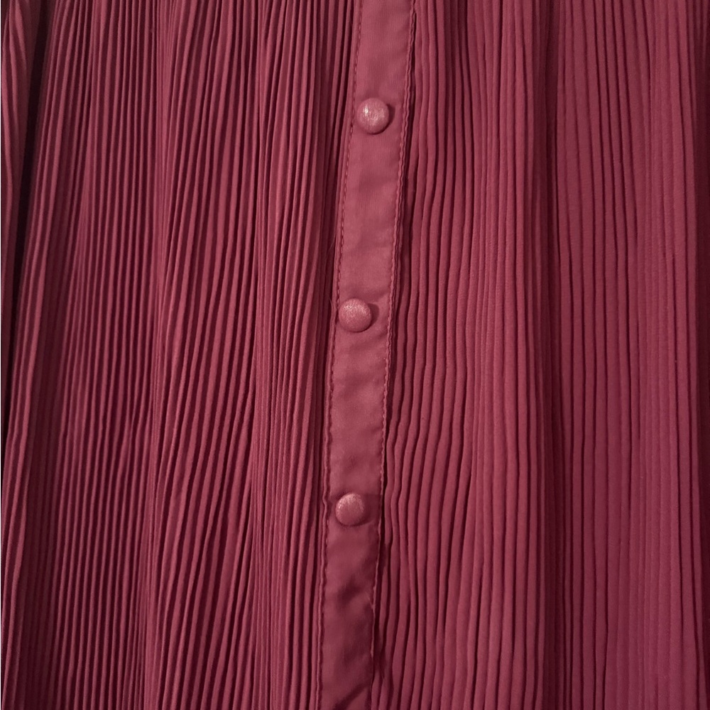 Wine Pleated Midi Skirt - Picture 2 of 4